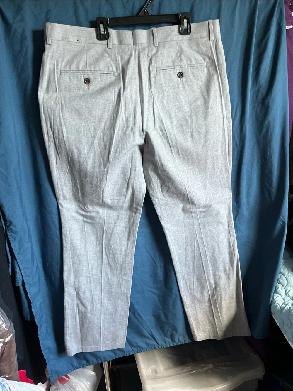 Tasso Elba Light Gray Flat-Front Dress Pants